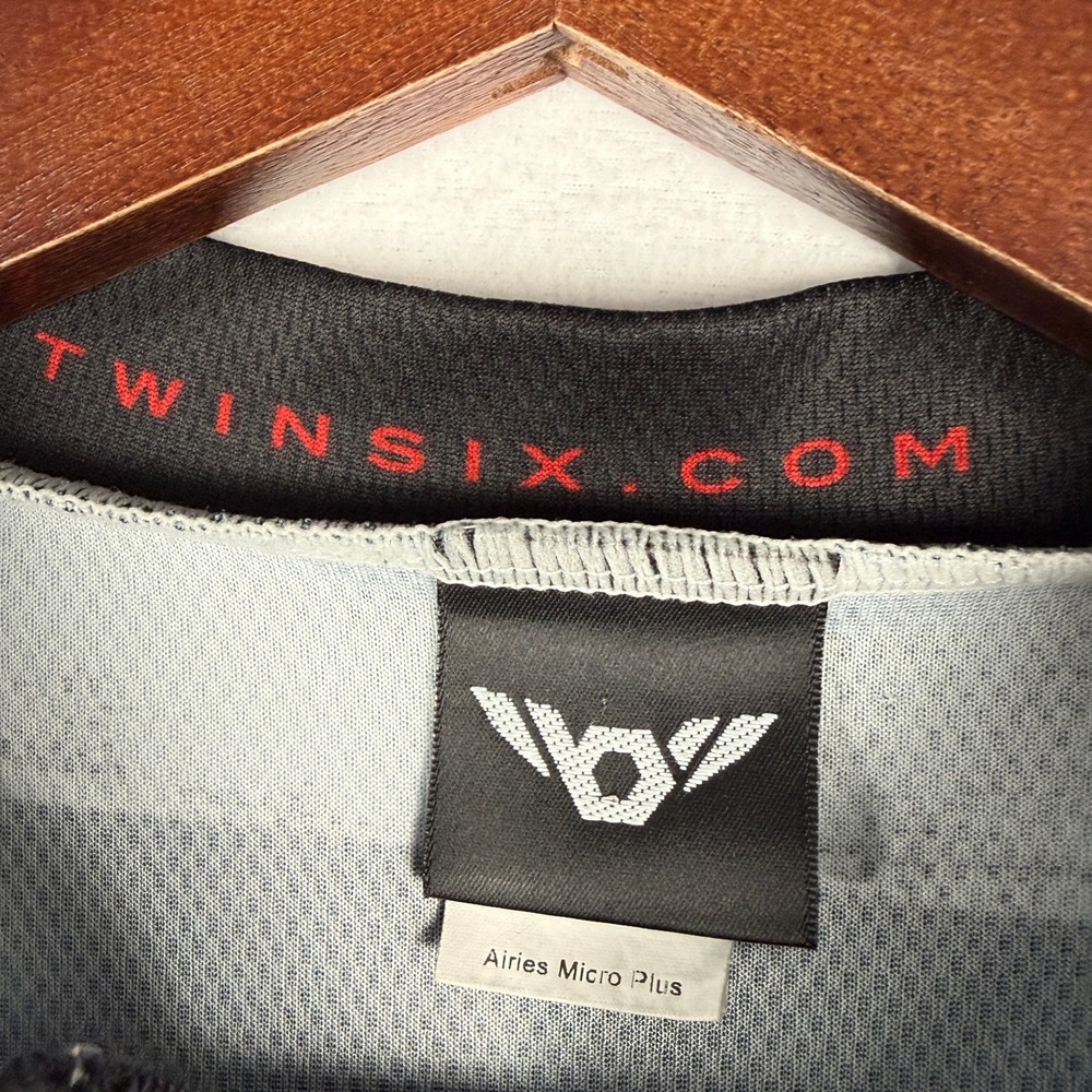 Twin Six Masher Cycling Jersey Mens L Blue Black Striped 3/4 Zip Back Pockets - Picture 3 of 13